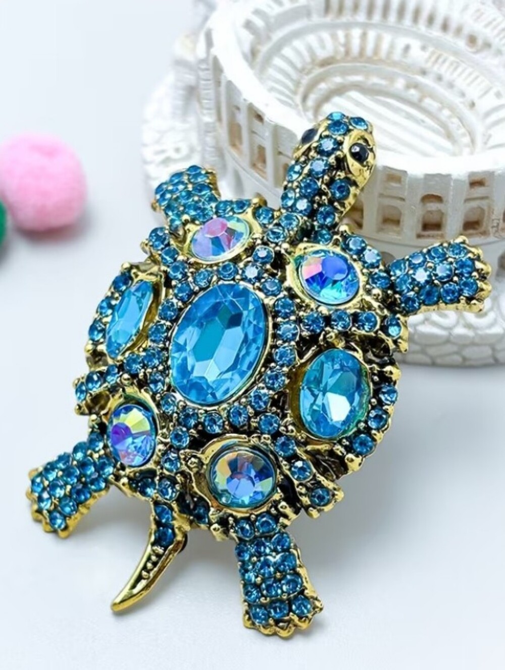 Blue Turtle Brooch Pin